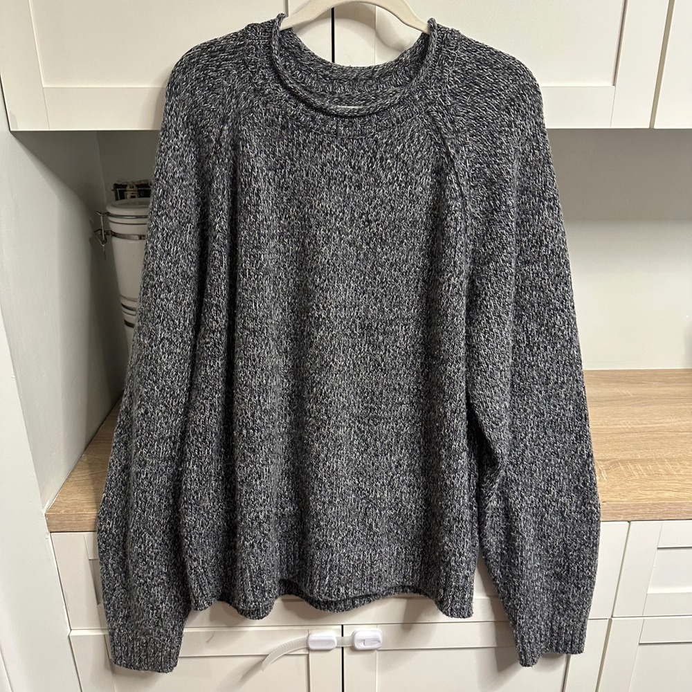 VTG 90s Abercrombie Sweater Mens XL Gray Marl Merino Wool Blend Raglan Crew Neck
